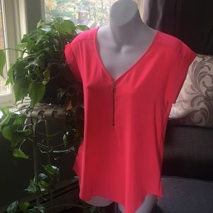 Express XS Hot Pink 3/4 Zip Blouse